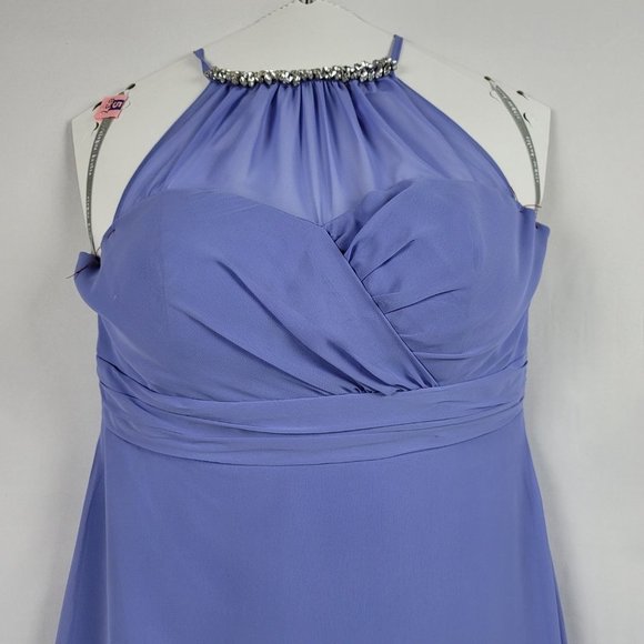 alfred angelo periwinkle halter top embellished neckline racer back - Picture 4 of 12